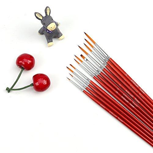 Fine Enamel Detail Brushes Set 11 Pieces Miniature Paint Brushes for