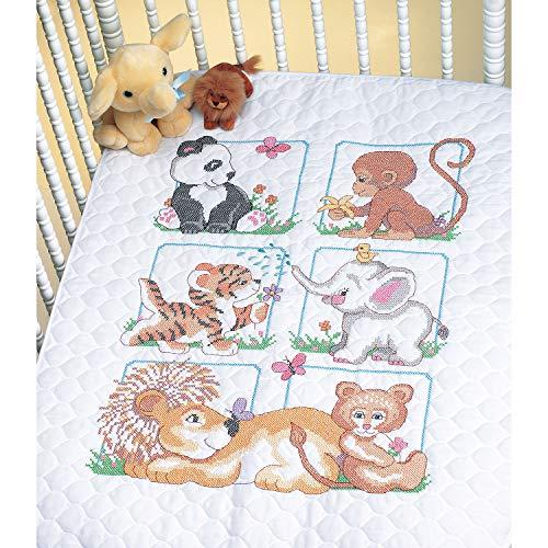 Dimensions Stamped Cross Stitch Baby Animals DIY Baby Quilt Kit 34 x Animal babies stamped cross stitch quilt kit